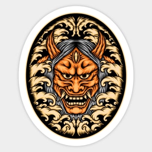 Oni mask illustration Sticker
